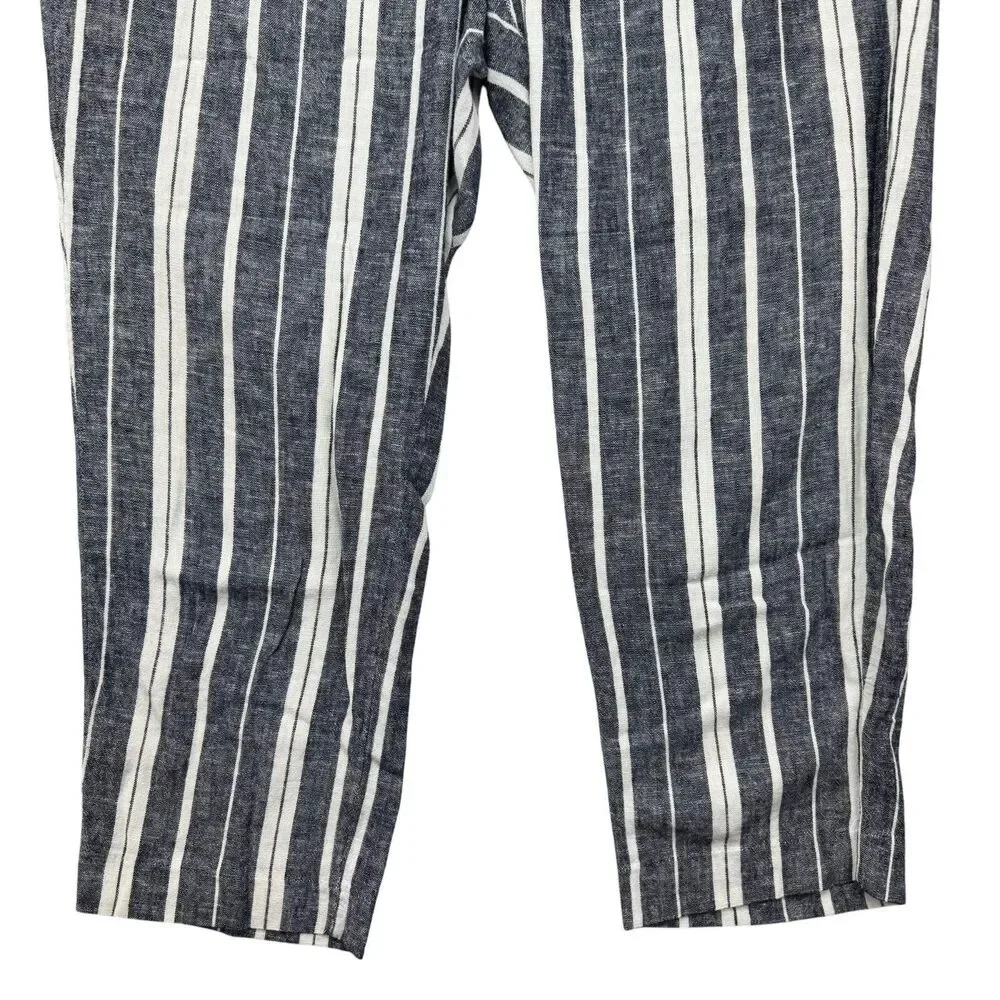 Banana Republic Pants Women's 10 Blue White Avery Linen Striped Business Preppy